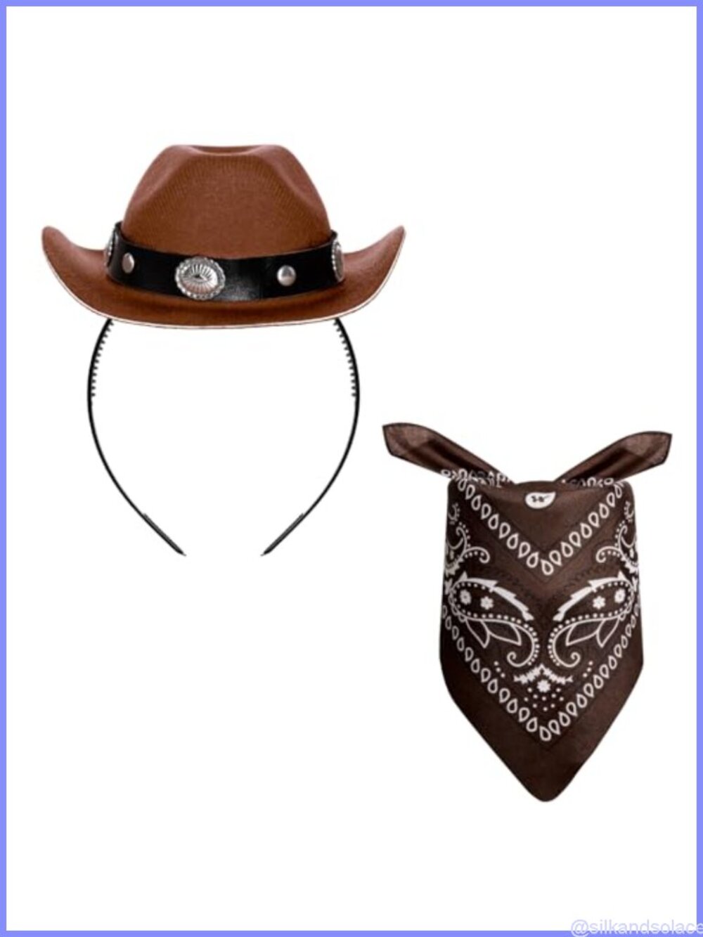 Cowgirl Mini Hat Headband with Bandana Western Costume Accessory
